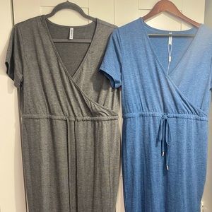 Set Of Two Tie Front V Neck Maxi Dresses